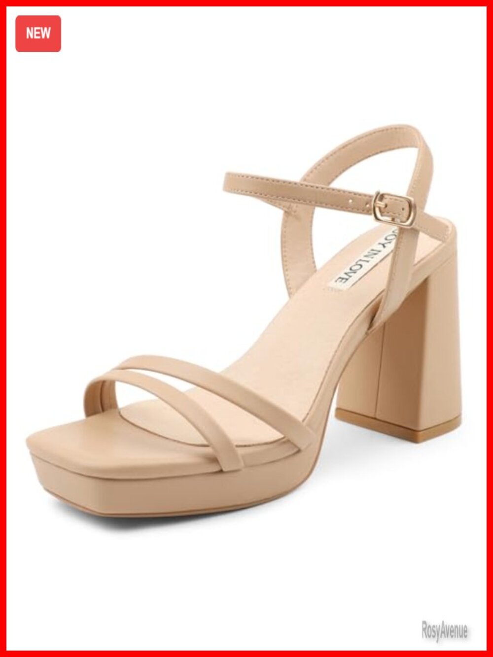 Platform Sandals Women Chunky Block Heels Ankle Strap Square Toe Comfortable